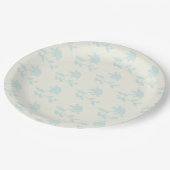 bloemenblauw en roompatroon papieren bordje (Gekanteld)