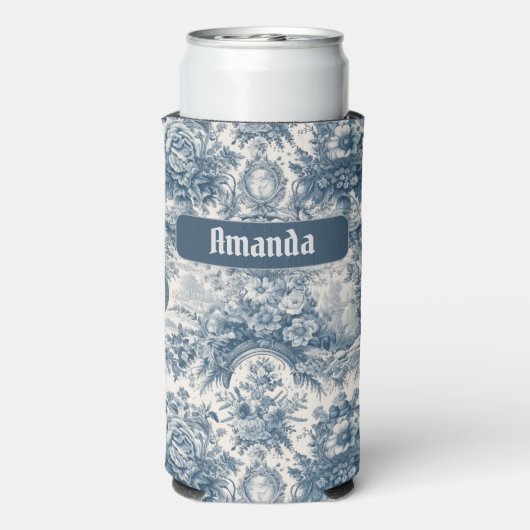 bloemenblauw toile de jouy monogram (Seltzer Achterkant)