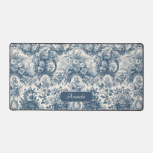 bloemenblauw toile de jouy monogram bureaumat