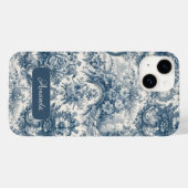  bloemenblauw toile de jouy monogram Case-Mate iPhone case (Achterkant (horizontaal))