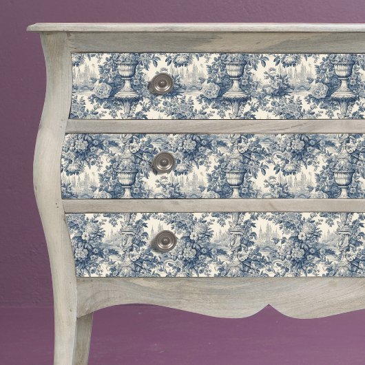 bloemenblauw vaas Toile de Jouy Tissuepapier