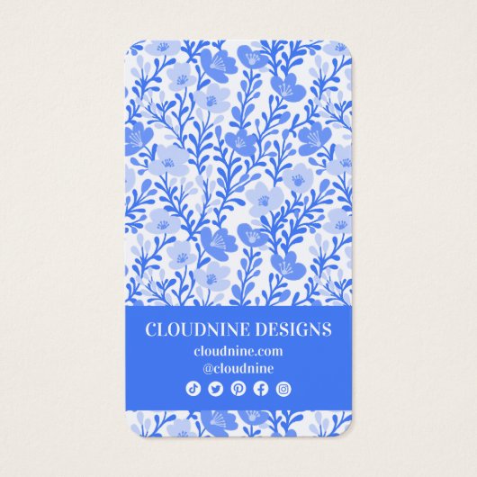 Bloemenblauw Wit Oorbel Sieraden Display Kaart (Achterkant)