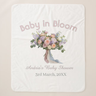 bloemenboeket baby shower retro roze sherpa deken