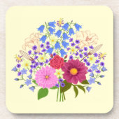 Bloemenboeket Geel Plastic Bier Onderzetter (Voorkant)