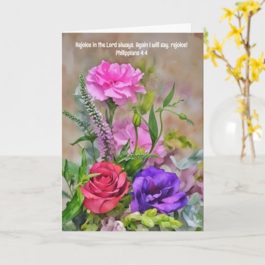 Bloemenboeket geloof gefeliciteerd Bijbeltekst Kaart (Gele Bloem)