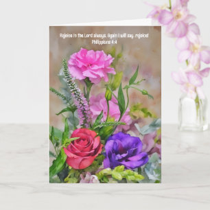 Bloemenboeket geloof gefeliciteerd Bijbeltekst Kaart