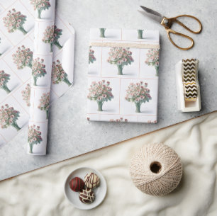 Bloemenboeket met roze Baby voeten Cadeaupapier