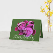 Bloemenboeket Roze Pioenrozen Bloemenmeisje Verjaa Kaart (Gele Bloem)