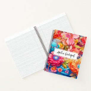 Bloemenboeket Sinaasappel & Blauw Boho Notitieboek