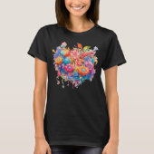 Bloemenboeket Sinaasappel & Blauw Boho T-shirt (Voorkant)