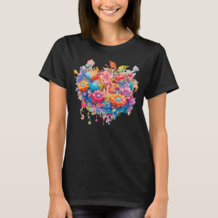 Bloemenboeket Sinaasappel & Blauw Boho T-shirt