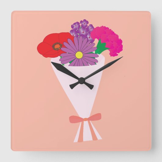 Bloemenboeket Vierkante Klok (Voorkant)