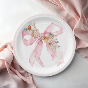 Bloemenboog Elegant Roze Baby shower Papieren Bordje