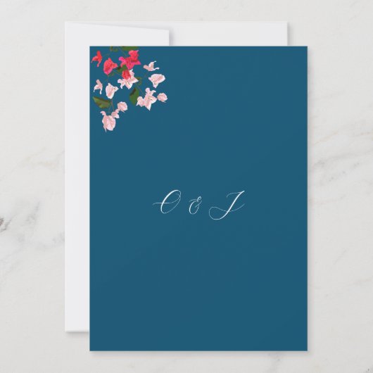 Bloemenboog met Bougainvillea bruiloft Uitnodiging (Achterkant)