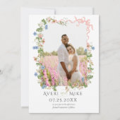 Bloemenboog tuin rustieke elegante foto bruiloft save the date (Achterkant)