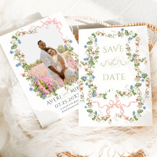 Bloemenboog tuin rustieke elegante foto bruiloft save the date