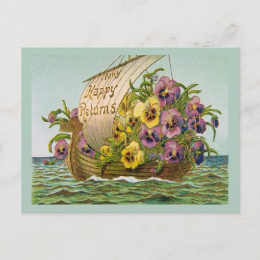  bloemenboot briefkaart (Voorkant)