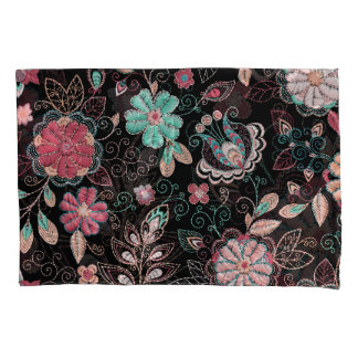  bloemenborduursel donker patroon kussensloop