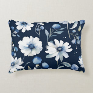 Bloemenbos Elegante Waterverf Blauw Accent Kussen