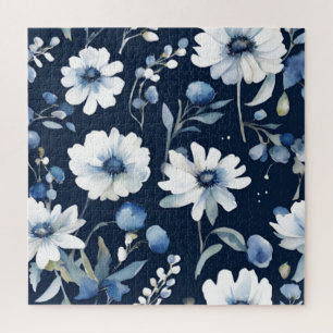 Bloemenbos Elegante Waterverf Blauw Legpuzzel