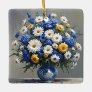 Bloemenbos Elegante Waterverf Keramisch Ornament