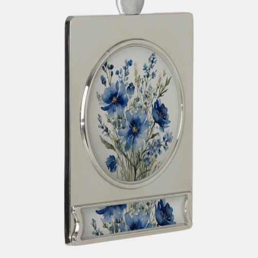 Bloemenbos Elegante Waterverf Verzilverd Banner Ornament (Rechts)