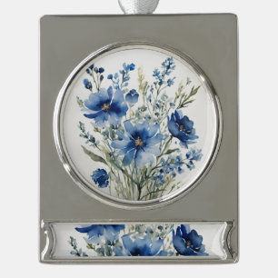 Bloemenbos Elegante Waterverf Verzilverd Banner Ornament