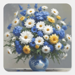 Bloemenbos Elegante Waterverf Vierkante Sticker