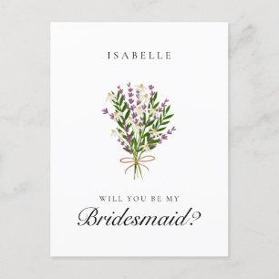 Bloemenbos Lavendel Bruidsmeisje voorstel Briefkaa Briefkaart