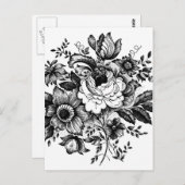 bloemenbouquet-silhouet briefkaart (Voorkant / Achterkant)