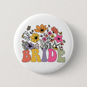 Bloemenbruid bruidsmeisje wilde bloemen Groovy Bac Ronde Button 5,7 Cm