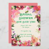 Bloemenbruids douche uitnodiging (Voorkant / Achterkant)