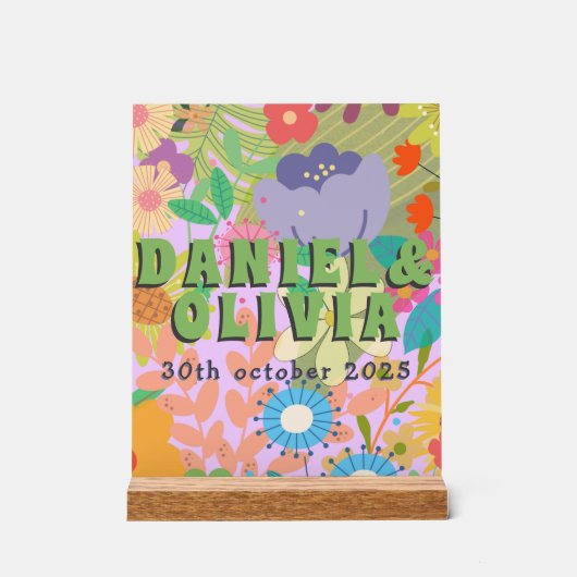bloemenbruiloft acryl bord (Voorkant)