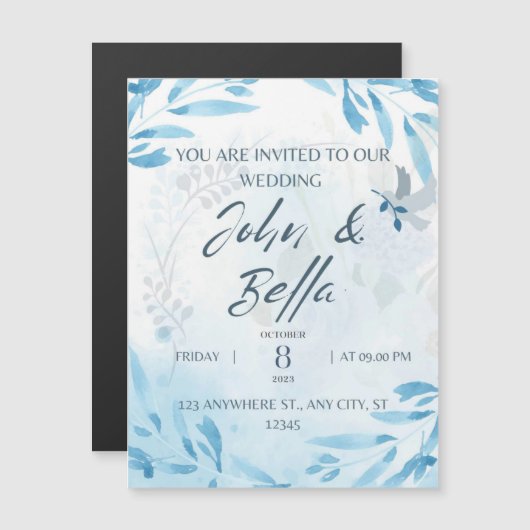 Bloemenbruiloft bewaar de datum uitnodiging (Voorkant / Achterkant)