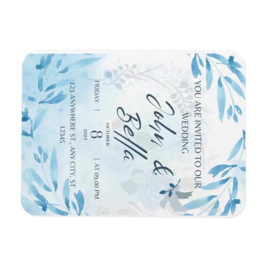 Bloemenbruiloft bewaar de datum uitnodiging magneet (Horizontaal)