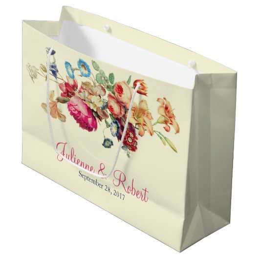  bloemenbruiloft dank u geschenktas large cadeautasje (Voorkant Gekanteld)