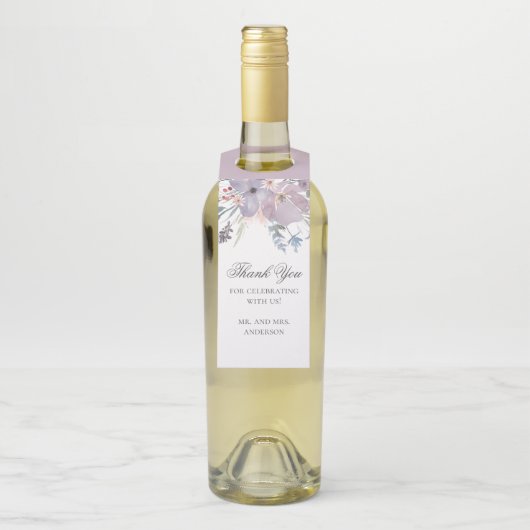 Bloemenbruiloft dank u. Waterverf paarse bloem Flessenhanger (Op fles)