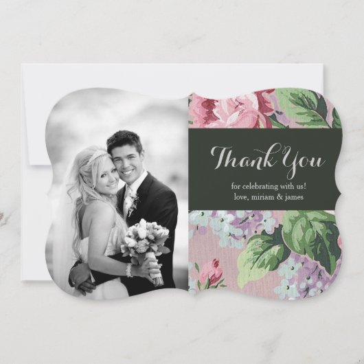 bloemenbruiloft foto dank u kaart (Voorkant)