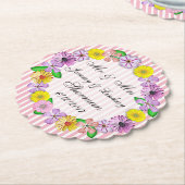 Bloemenbruiloft gepersonaliseerd aangepaste papier kartonnen onderzetters (Gekanteld)