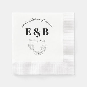 Bloemenbruiloft Initialen en datum Servet