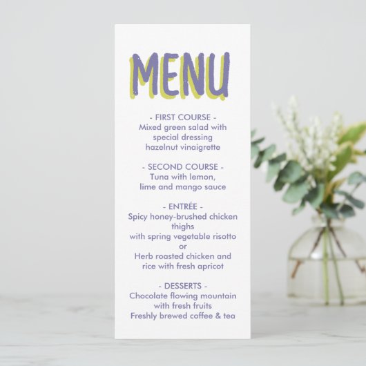 bloemenbruiloft menu (Staand voorkant)