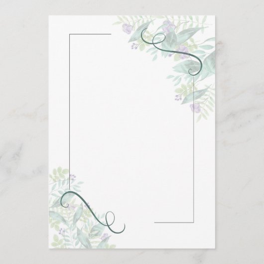 Bloemenbruiloft Menu Kaart (Achterkant)