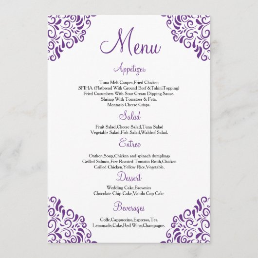 Bloemenbruiloft Menu Kaart (Voorkant)