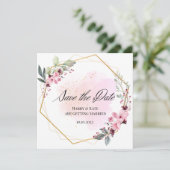 Bloemenbruiloft waterverf Save the Date Feestdagenkaart (Staand voorkant)