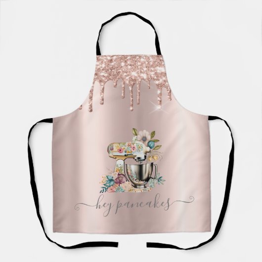 Bloemencake mixer glitter druppels Roos goud Schort (Voorkant)