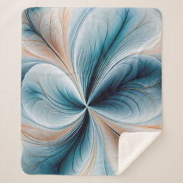 Bloemencascade Zachte Turquoise en Goud Abstracte  Sherpa Deken