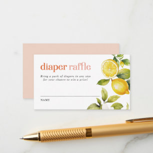 Bloemencitroen   Baby shower Luier Raffle Ticket Informatiekaartje