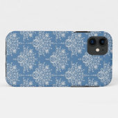 Bloemend Blauw-Wit Damast Case-Mate iPhone Case (Achterkant (horizontaal))