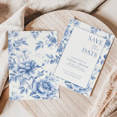 Bloemend blauw wit Toile De Jouy Kaart