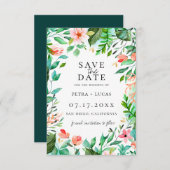 Bloemend Eiland Koraal Bloem Save The Date Aankondiging (Voorkant / Achterkant)